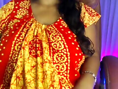 Desi Hot old man wife watch Lady Playing Nude Show with Big Belly.