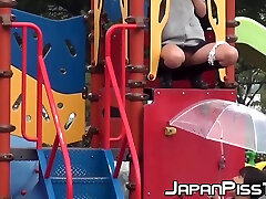 Rain Does Not Stop Japanese Chicks From Peeing In Public