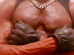 Big Chested Black Muscle Stepdad Tit and Cock Play