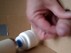 Cock in Box hands free jerking with vibrator
