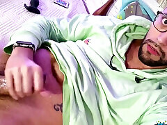 Jerking my big uncut cock until I cum a adventure amature one