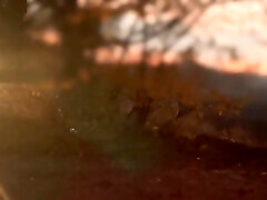 Poor lighting naked infront of passing cars