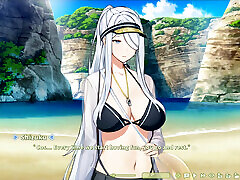 Hentai Game - Summer Clover - Beach shopies big butts - White-Haired Beauty Gives Satisfying Paizuri - Shizuku Hentai
