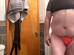 Big Belly Hairy alexya rahmat Squirts Through Jockstrap While Using Dildos