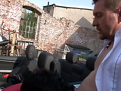 The mature horny lady fucks with the track drive in her car The mature horny lady fucks with the track drive in her car