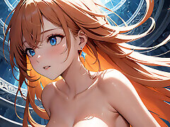 Weightless Serenity - Ai Girl Blinking Softly as Her Hair Floats in the Air