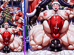 Old, Chubby Gay Man Shows off His Big, Round Ass While Being Fucked Dressed as Santa Claus. Anime Hentai Animation