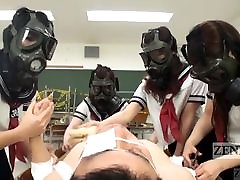 CFNM Gas Mask pussy riding orgasms Schoolgirls Subtitles