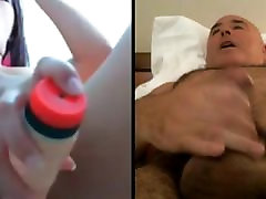 Girl squirting,man wanking