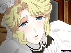 Blonde hentai maid with huge titties fucked