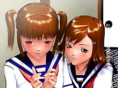 Beiden 3D-anime-Schulmädchen wird genagelt