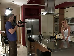 Stunning blonde pornstar is ready for hot sex in the kitchen