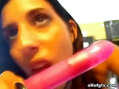 Busty rectal temp fingering model goes solo and fucks her pussy with pink dildo