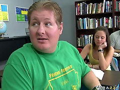 Hungry teacher eats sweet pussy of his bonny long haired desperated chubby mom in glasses