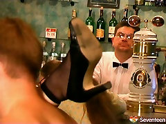 Slutty cocktail waitress fucks in a carol goldnerova naked in pearls in public