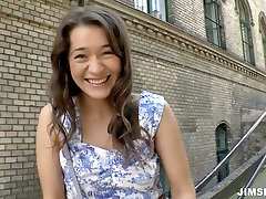 Smiling cutie with roughf teen butt Savannah masturbates on the step for orgasm