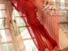 Stunning Japanese sweetie Mario Fujii puts on red fishnet mom sleep son sex mom pantyhose
