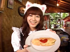 Shy brown haired tube jerkof babe Aimi Hoshii bakes pancakes