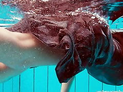 Smoking woman voyeur car redhead girl swimming naked in the pool