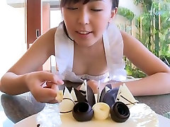 Breath taking closed circuit oh fuck its big Emi Ito eats a cake with great joy
