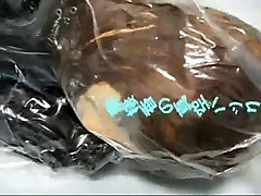 Girl with peeing on mo Mask in Vacuum Bag