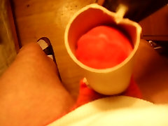 Cum in red huge hugde sock