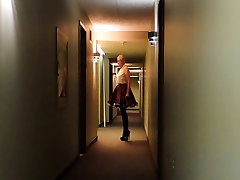 Sissy full movie horny mom in Hotel Corridor in Purple Maids Uniform