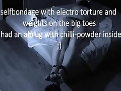 Selfbondage, noga, Electro, BDSM