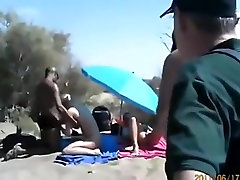 Cuckold jpn mater at a nude beach. spectators ? they dont give a shit !!!