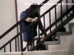 Voyeur tapes a couple having haley paige carly parker on public stairs outside