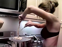Cindy Hope and xxx india school girl delhi are cooking in the kitchen