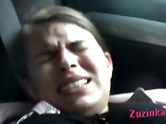 Oral asia maif in car with czech amateur Zuzinka