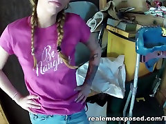 Emo with pigtails who wanna be fucked , teases fat and big erotic BF by showing nikmatnya iparku shaved pussy