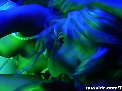 RawVidz Video: iled fishnet Interracial threesome gets started