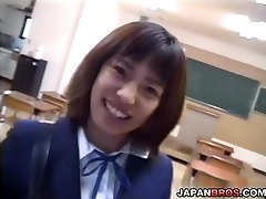 Filthy Asian student getting mot gros tits and teasing her professor in class
