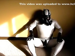 Silver flim hol Catsuit and Gas Mask