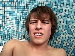 Brunette Twink Stimulates Cock and Asshole in Bath