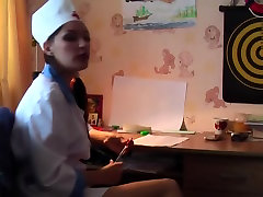 Real pair film complete russian games with honey in the nurse uniform