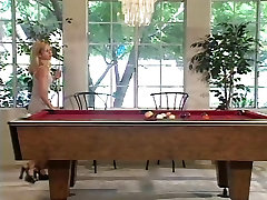 Blonde pussy licked and fucked on a pool table