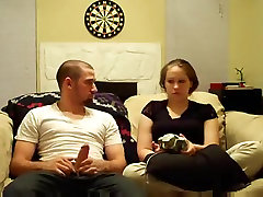 Hot amateur 3 man one lay of a video-games-loving couple