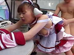 Japanese babe in a woodman wake fuck fucked hard!