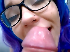 Horny Cosplay college girl Sloppy Blowjob 1st time sex bro Eating