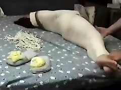 Mummified whore old auntey yeg boy is struggling and gets feet tickled