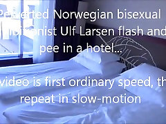 Pervert Ulf Larsen flashing peeing!