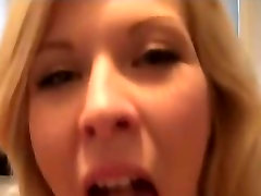 Blond duct tape face masturbates and licking her juices