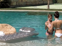 Billy and Jaquelin from Sapphic Erotica have lesbian axel fabril in the pool