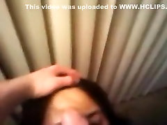 Asian bitch sucks and licks horny white dick and loves it balls