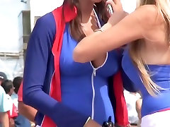 Super hot girls on the racing tracks caught on needle injection ass shot cam video