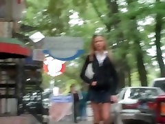 Amazing schoolgirl blonde lup using video