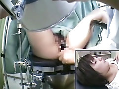 Pervert doctor films his patient while inspecting her twat